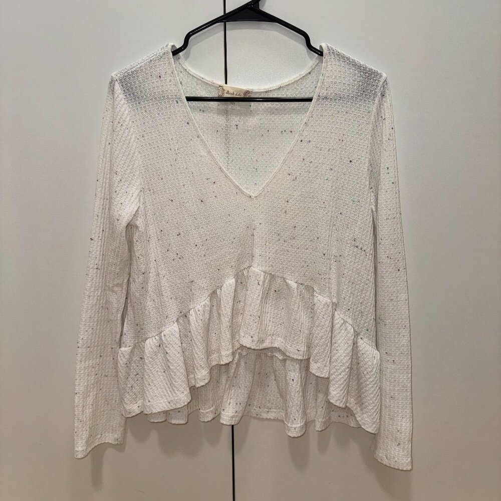 Altar'd State White Rainbow Confetti Sweater